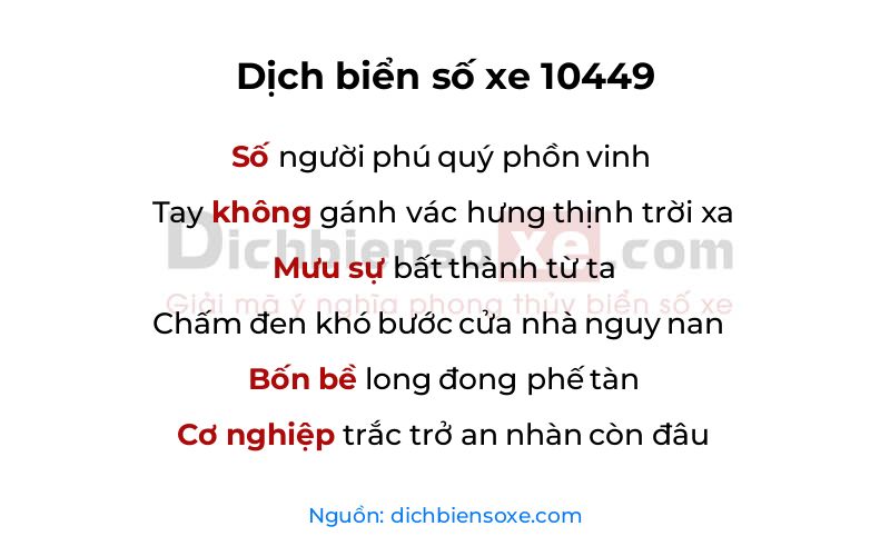Dịch thơ biển số 10449