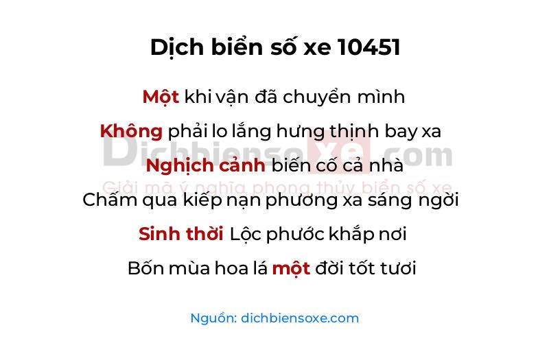 Dịch thơ biển số 10451