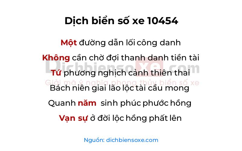 Dịch thơ biển số 10454