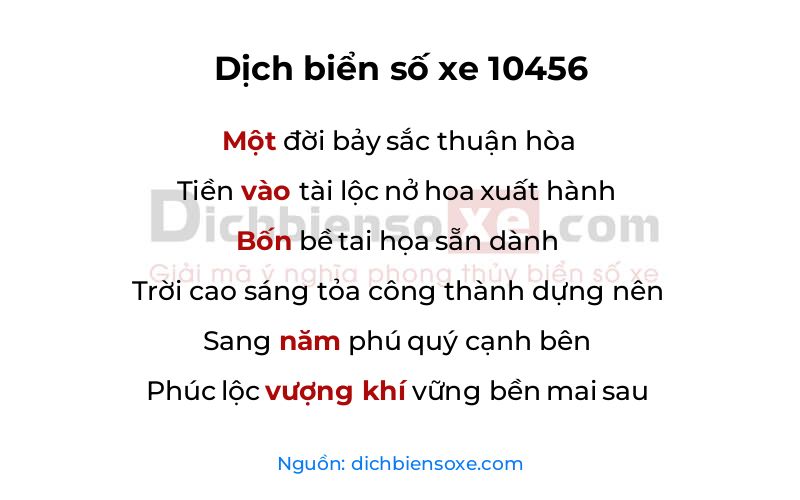 Dịch thơ biển số 10456