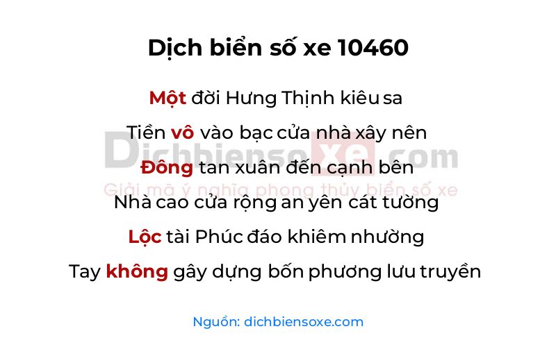 Dịch thơ biển số 10460