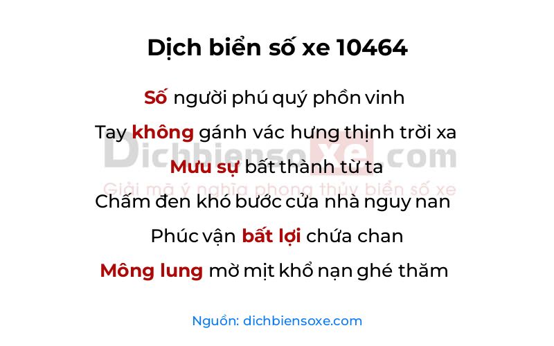 Dịch thơ biển số 10464