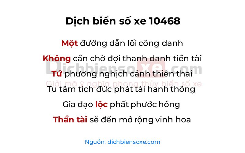 Dịch thơ biển số 10468