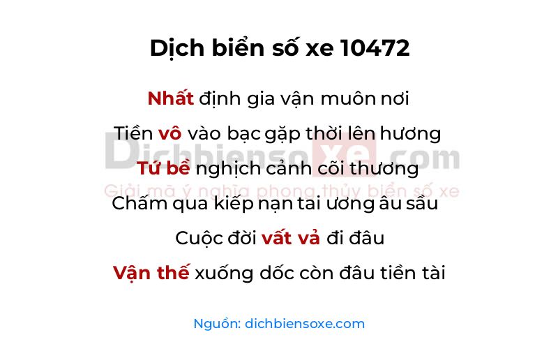 Dịch thơ biển số 10472