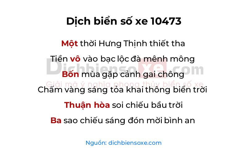 Dịch thơ biển số 10473