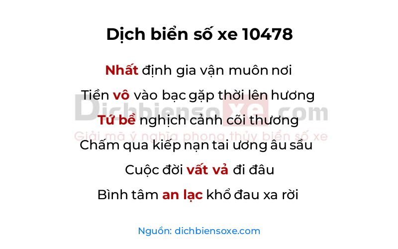 Dịch thơ biển số 10478