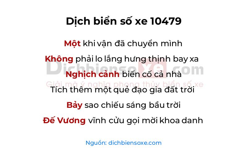 Dịch thơ biển số 10479