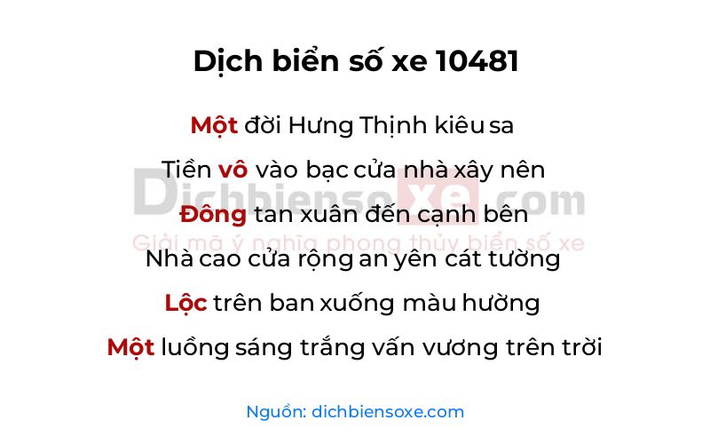 Dịch thơ biển số 10481