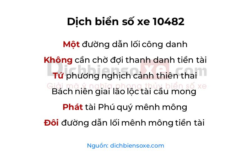 Dịch thơ biển số 10482
