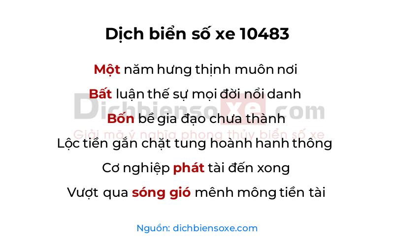 Dịch thơ biển số 10483