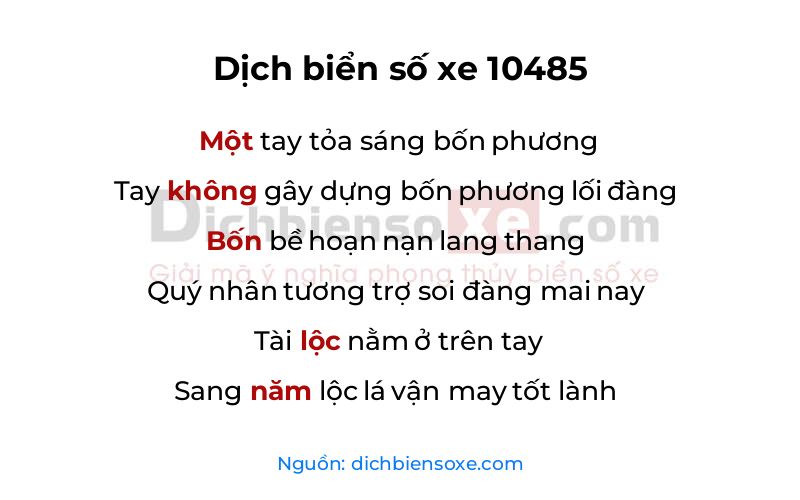 Dịch thơ biển số 10485