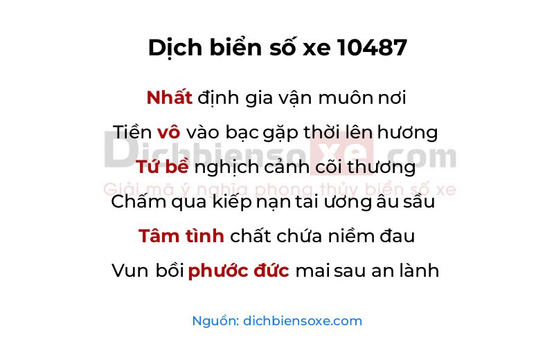 Dịch thơ biển số 10487
