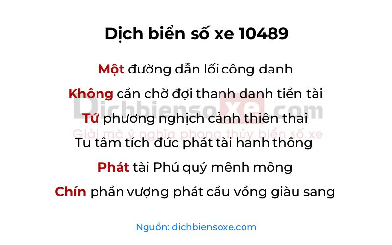 Dịch thơ biển số 10489