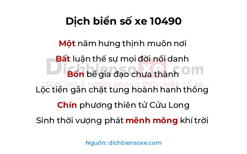 Dịch thơ biển số 10490