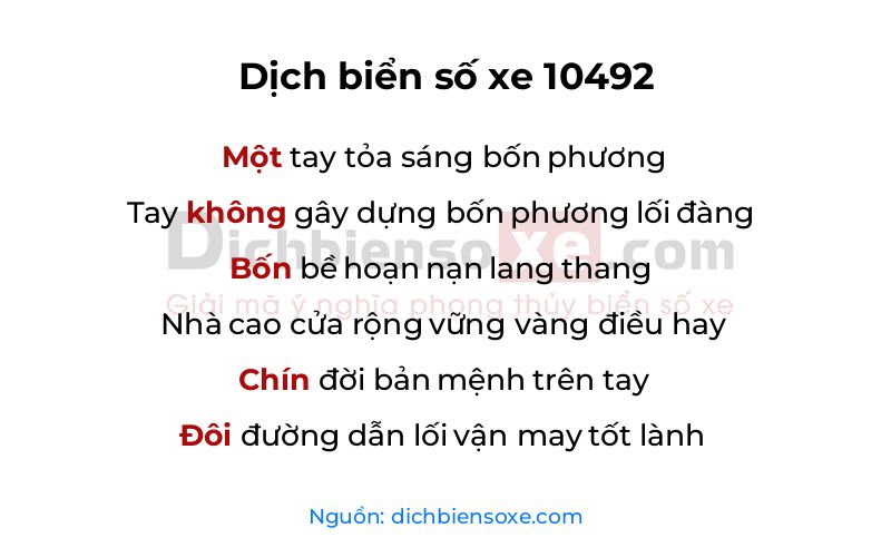 Dịch thơ biển số 10492