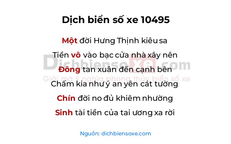 Dịch thơ biển số 10495