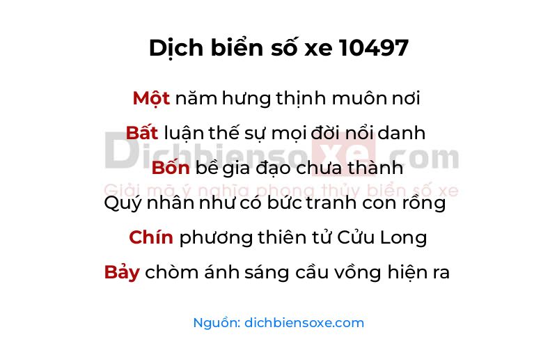 Dịch thơ biển số 10497