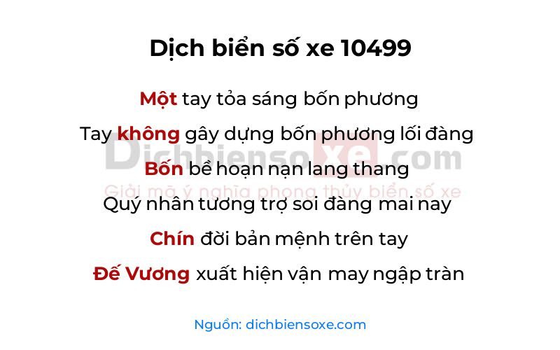 Dịch thơ biển số 10499