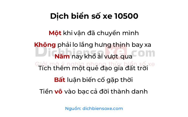 Dịch thơ biển số 10500