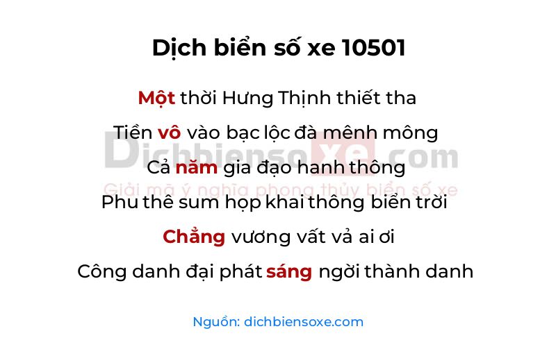 Dịch thơ biển số 10501