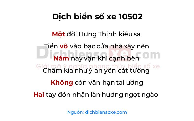 Dịch thơ biển số 10502