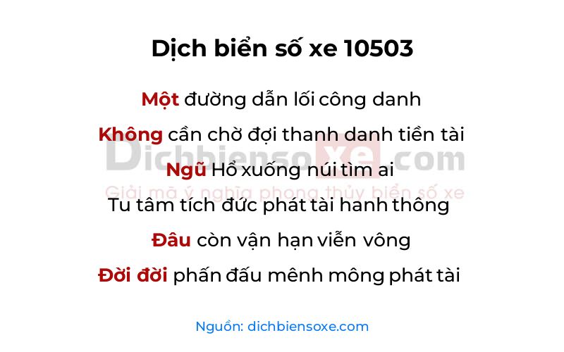 Dịch thơ biển số 10503