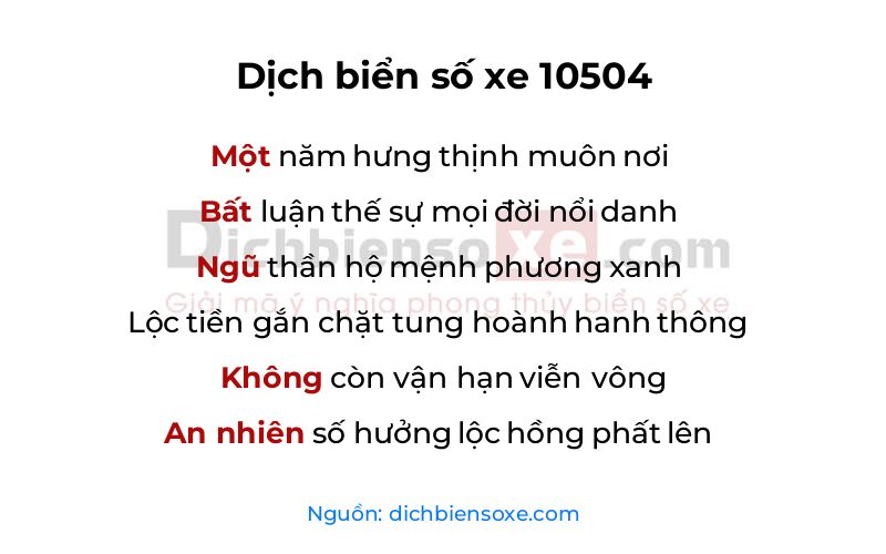 Dịch thơ biển số 10504