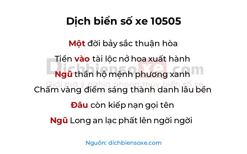 Dịch thơ biển số 10505
