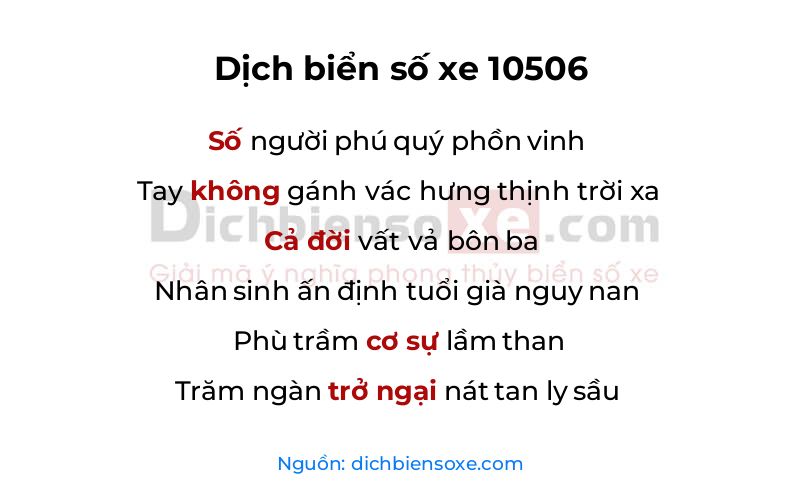 Dịch thơ biển số 10506