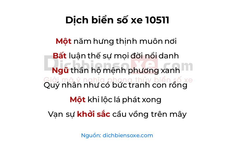 Dịch thơ biển số 10511