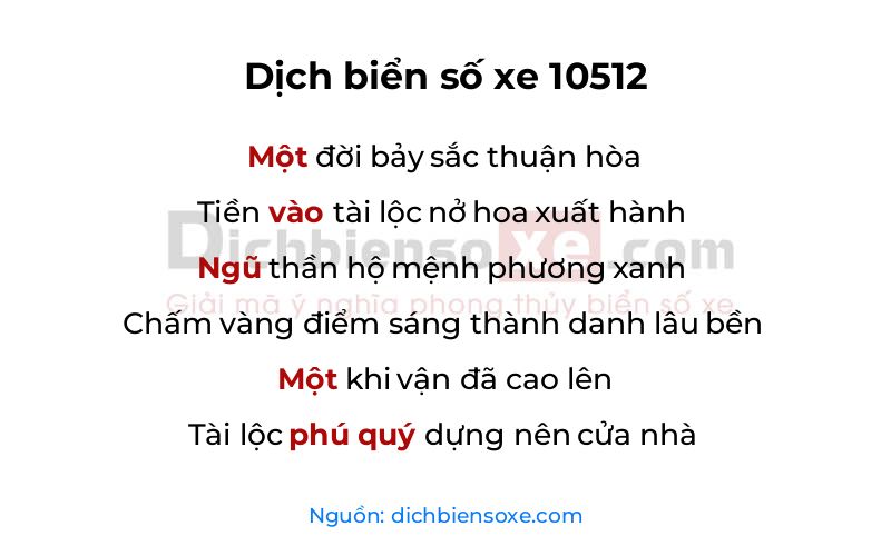Dịch thơ biển số 10512