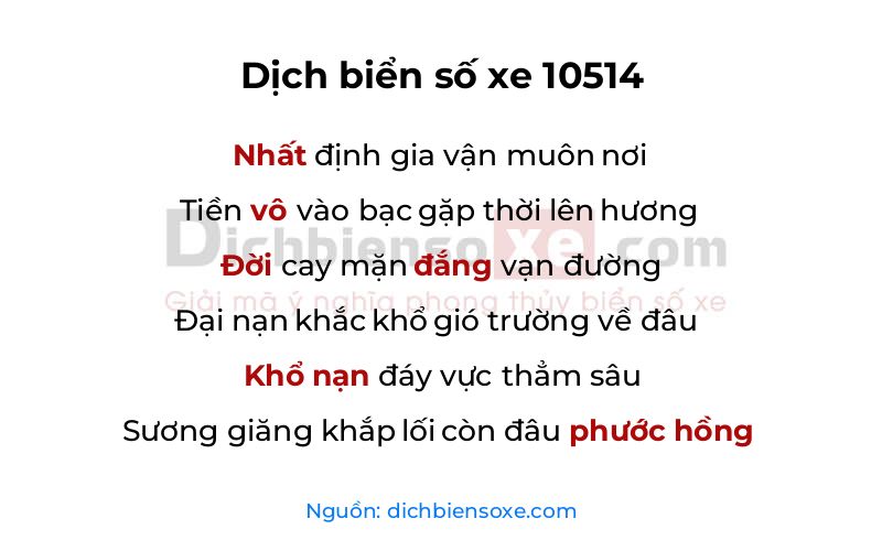 Dịch thơ biển số 10514