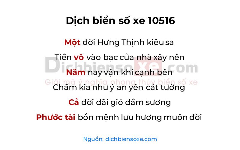 Dịch thơ biển số 10516