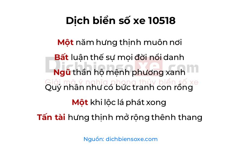 Dịch thơ biển số 10518