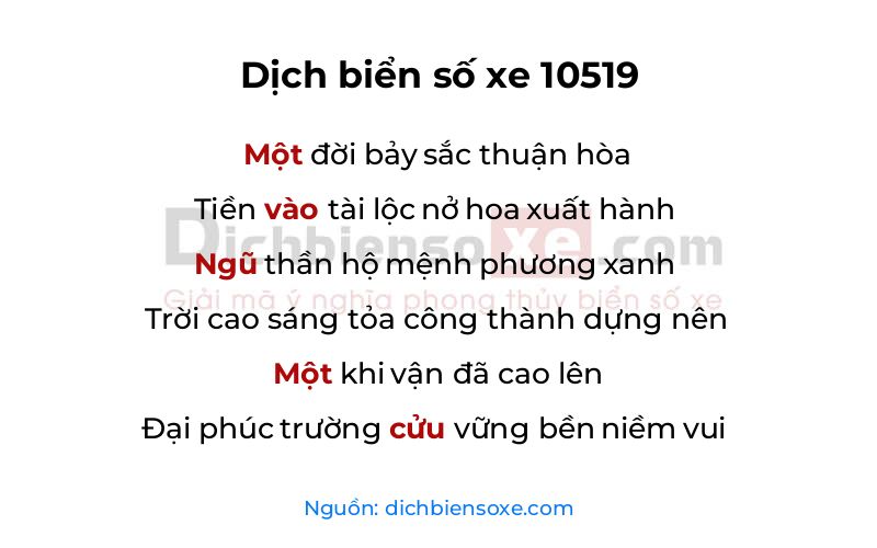 Dịch thơ biển số 10519