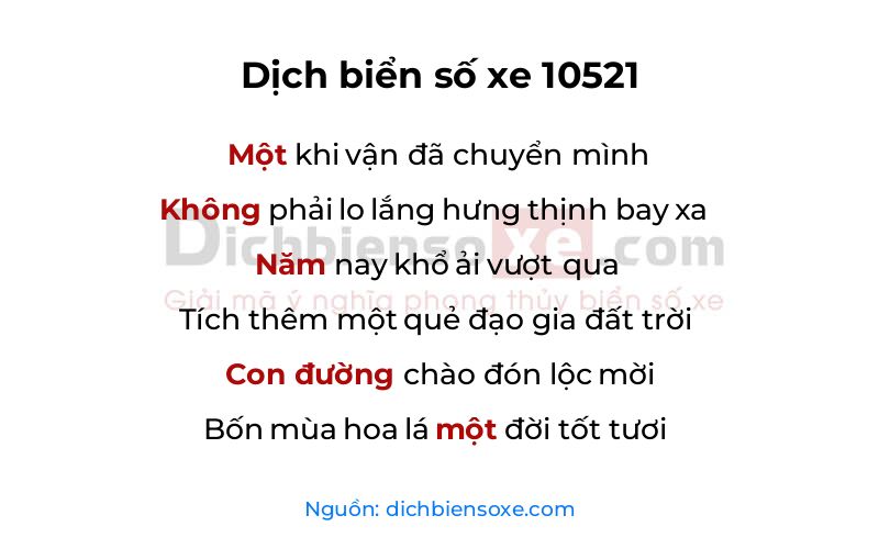 Dịch thơ biển số 10521