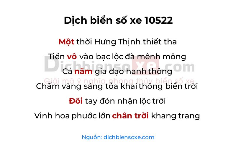 Dịch thơ biển số 10522