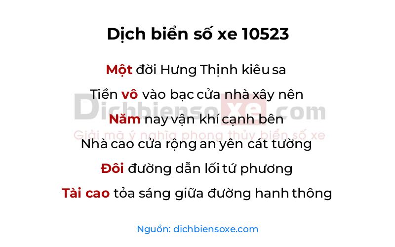 Dịch thơ biển số 10523
