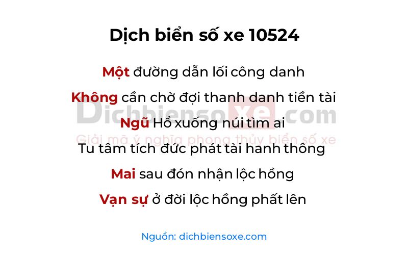 Dịch thơ biển số 10524