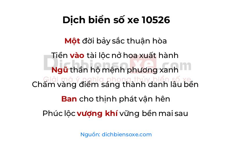 Dịch thơ biển số 10526