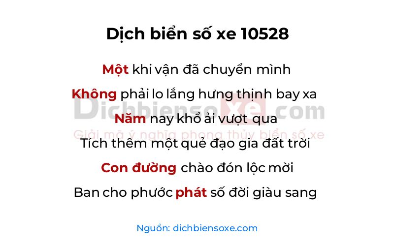 Dịch thơ biển số 10528