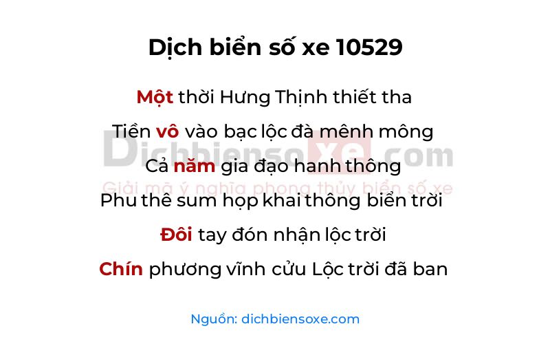 Dịch thơ biển số 10529