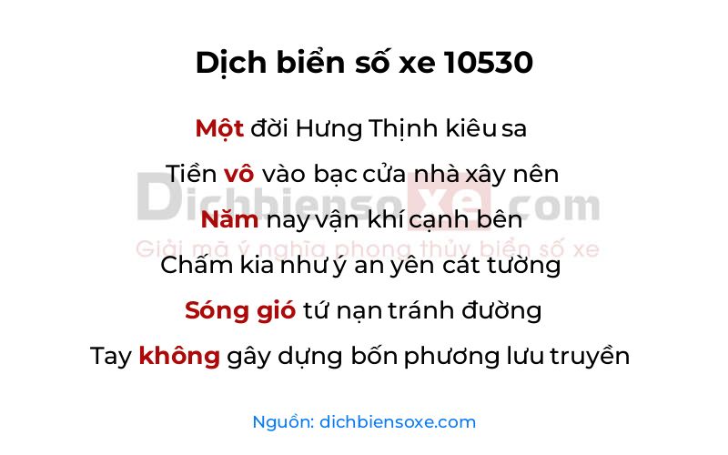 Dịch thơ biển số 10530