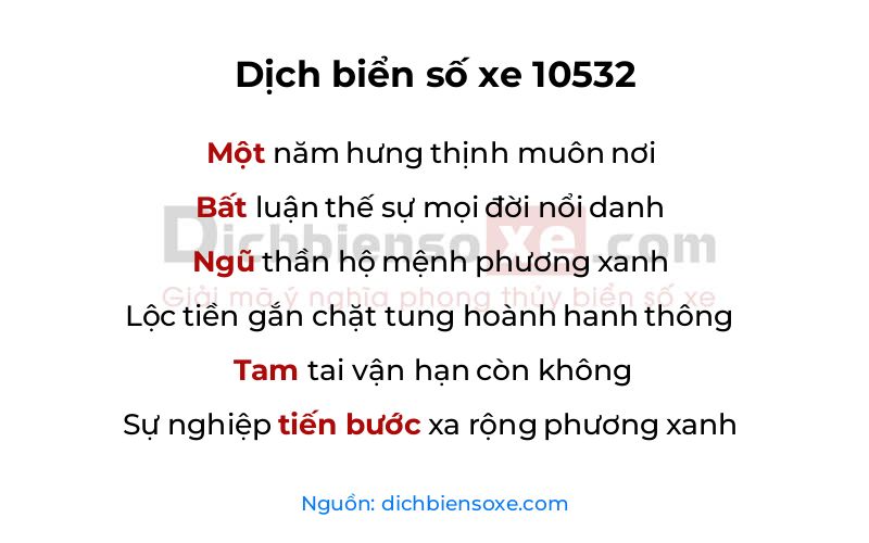 Dịch thơ biển số 10532