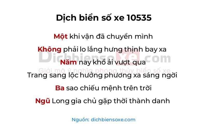 Dịch thơ biển số 10535