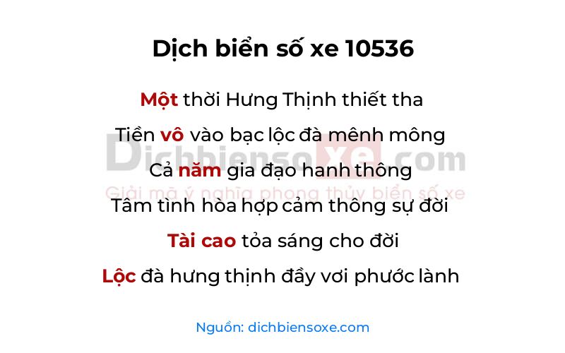 Dịch thơ biển số 10536