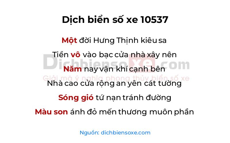 Dịch thơ biển số 10537