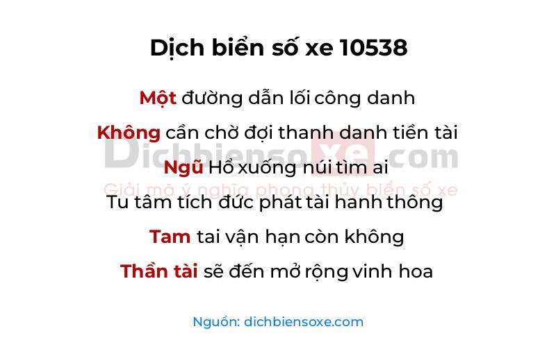 Dịch thơ biển số 10538