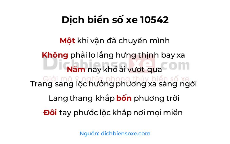 Dịch thơ biển số 10542