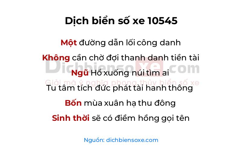 Dịch thơ biển số 10545
